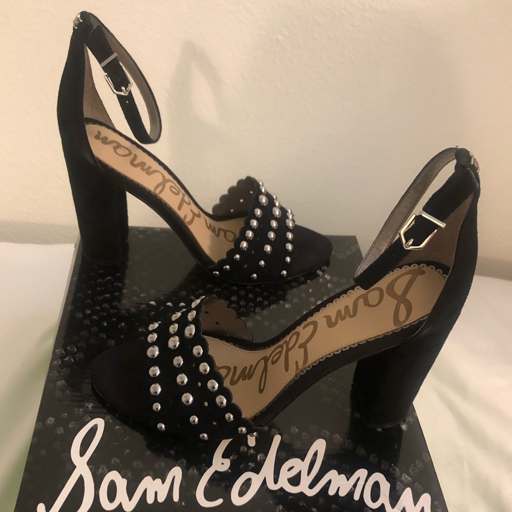 Sam Edelman Yaria Block Heel Suede Rounded Studs - Picture 5 of 13